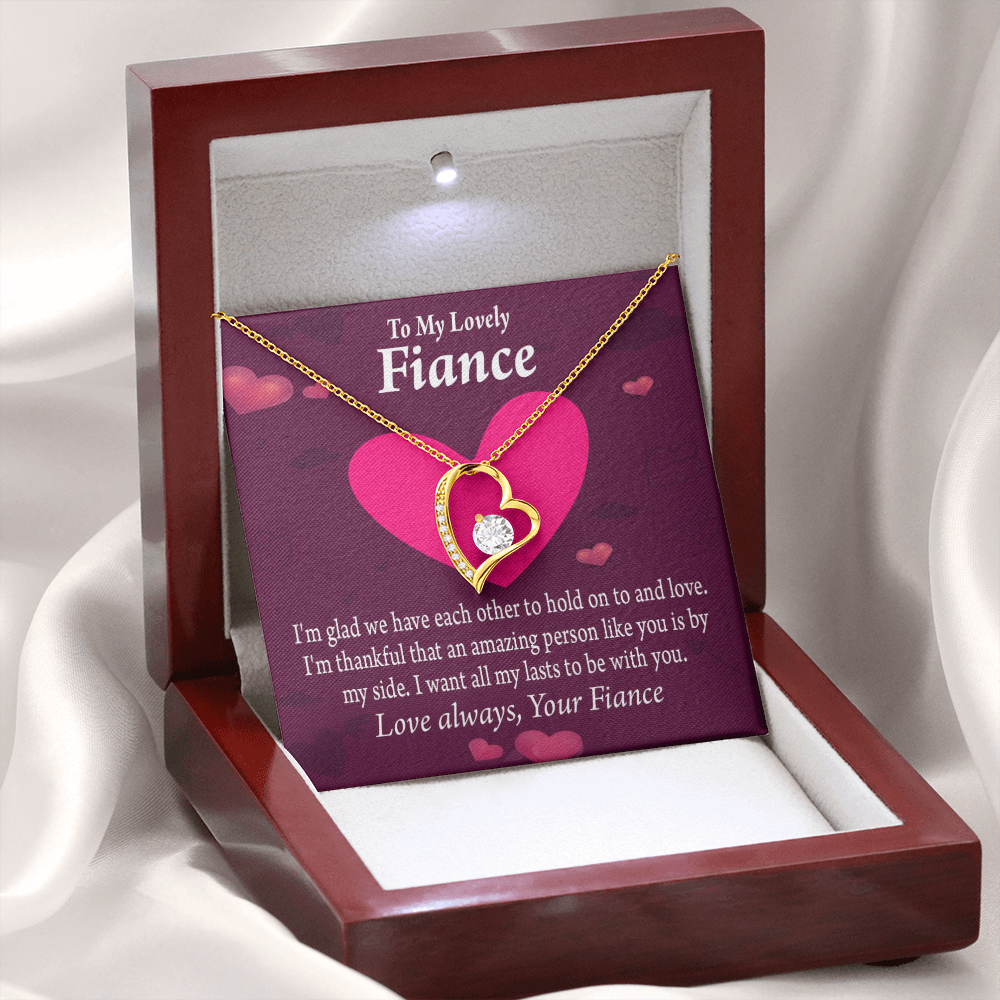 To My Fiancee I Want All My Lasts To Be With You Forever Necklace w Message Card-Express Your Love Gifts