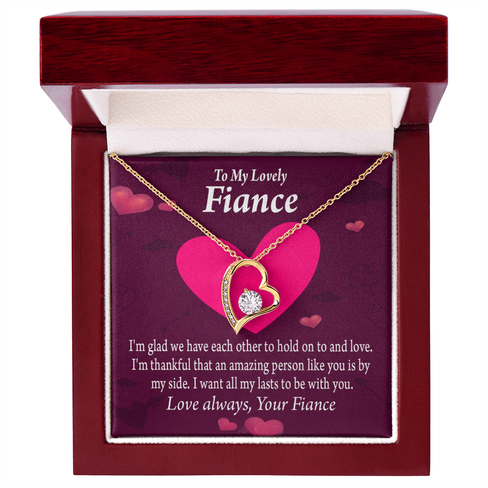 To My Fiancee I Want All My Lasts To Be With You Forever Necklace w Message Card-Express Your Love Gifts