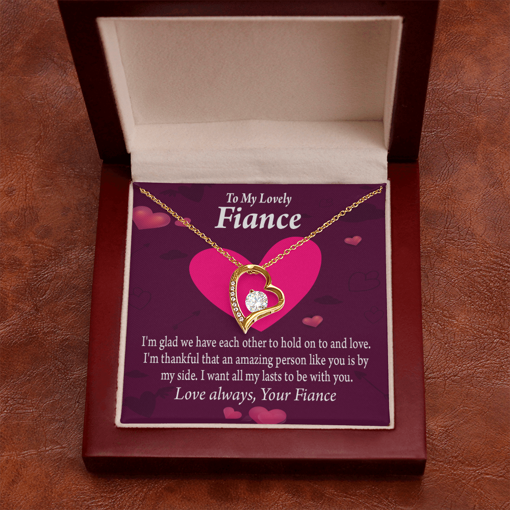 To My Fiancee I Want All My Lasts To Be With You Forever Necklace w Message Card-Express Your Love Gifts