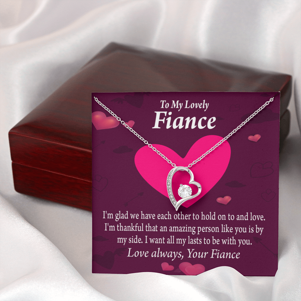 To My Fiancee I Want All My Lasts To Be With You Forever Necklace w Message Card-Express Your Love Gifts