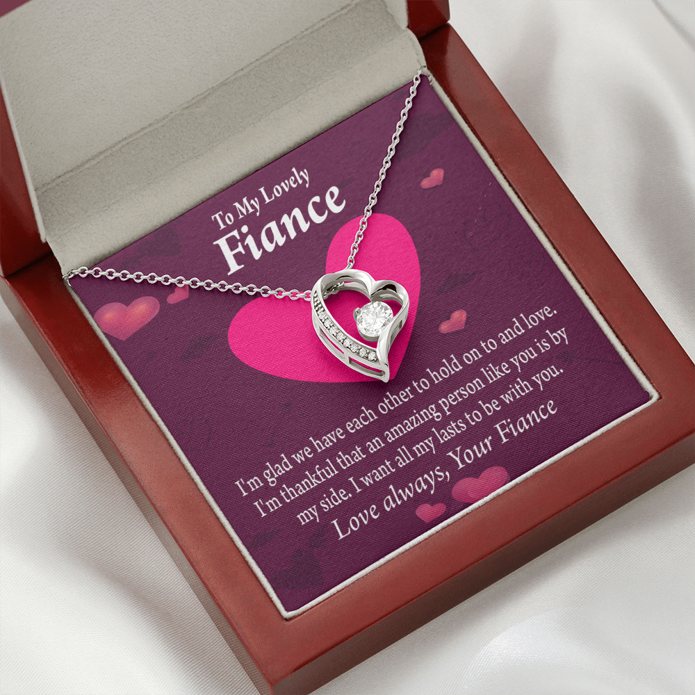 To My Fiancee I Want All My Lasts To Be With You Forever Necklace w Message Card-Express Your Love Gifts