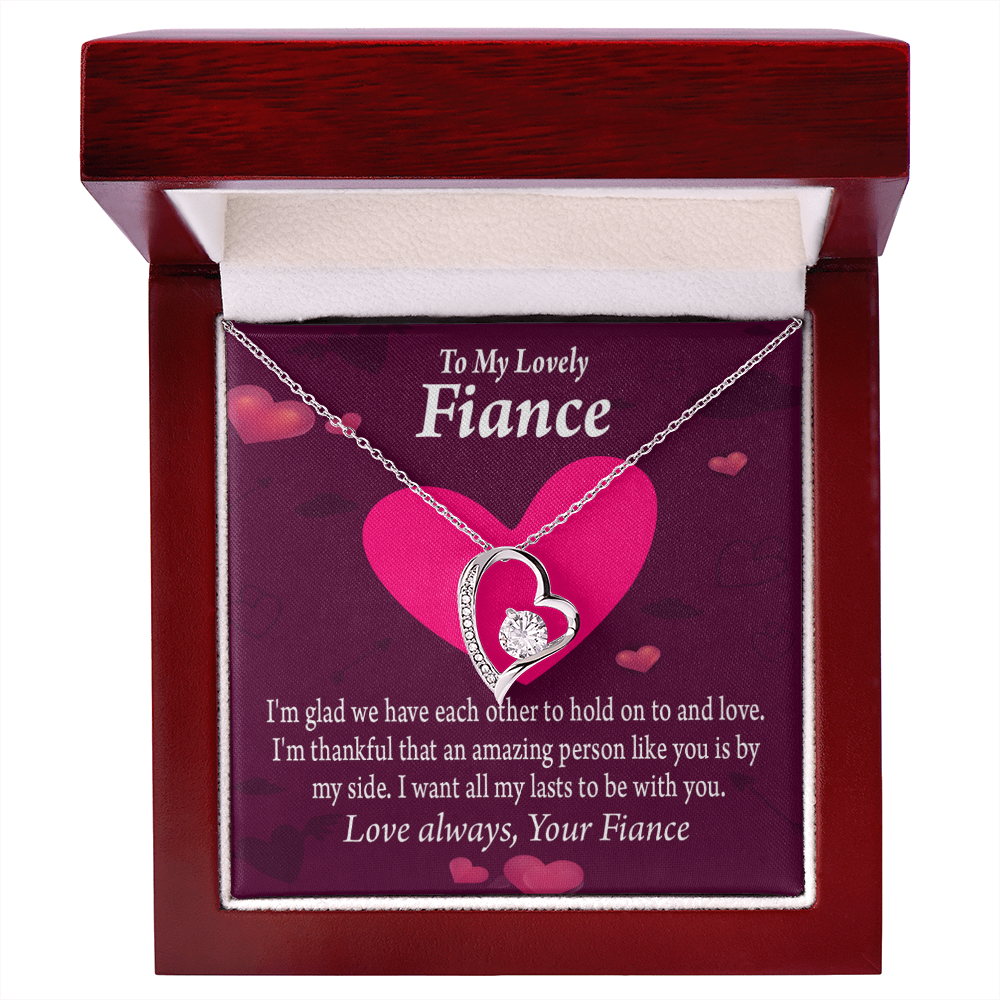 To My Fiancee I Want All My Lasts To Be With You Forever Necklace w Message Card-Express Your Love Gifts