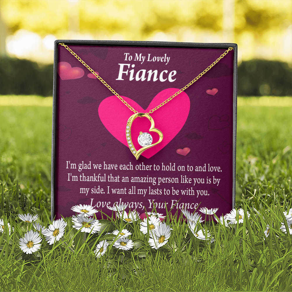 To My Fiancee I Want All My Lasts To Be With You Forever Necklace w Message Card-Express Your Love Gifts