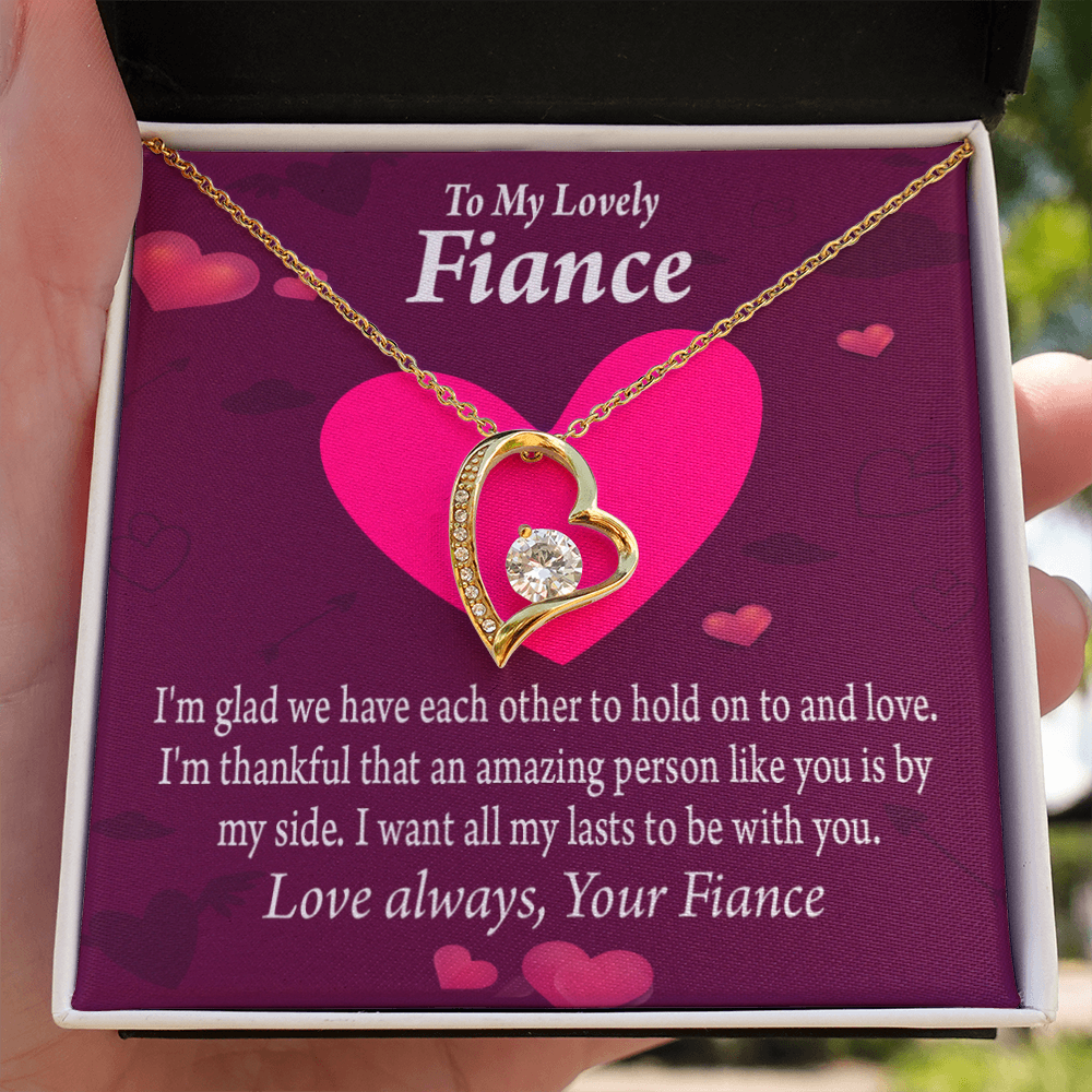 To My Fiancee I Want All My Lasts To Be With You Forever Necklace w Message Card-Express Your Love Gifts