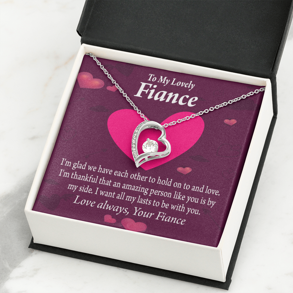 To My Fiancee I Want All My Lasts To Be With You Forever Necklace w Message Card-Express Your Love Gifts