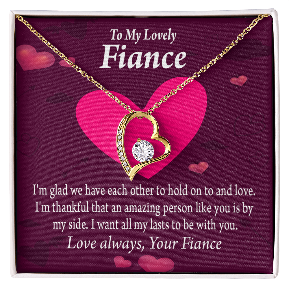 To My Fiancee I Want All My Lasts To Be With You Forever Necklace w Message Card-Express Your Love Gifts