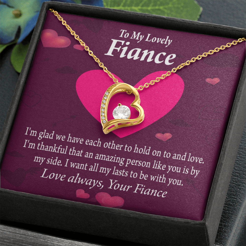 To My Fiancee I Want All My Lasts To Be With You Forever Necklace w Message Card-Express Your Love Gifts