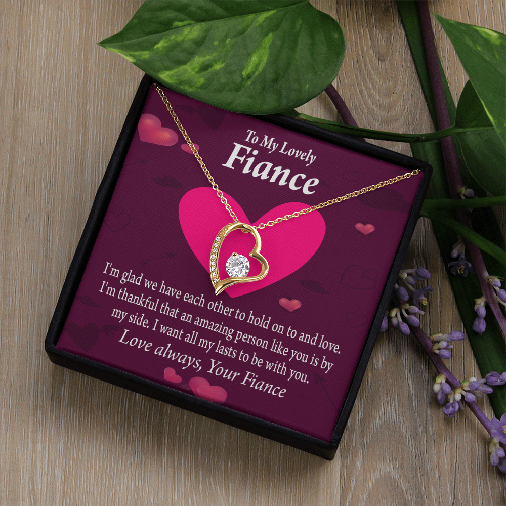 To My Fiancee I Want All My Lasts To Be With You Forever Necklace w Message Card-Express Your Love Gifts