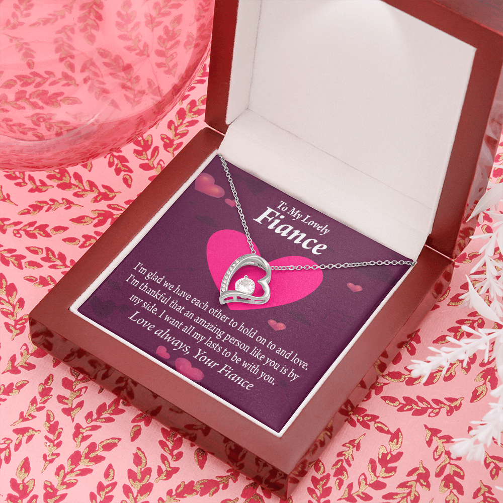 To My Fiancee I Want All My Lasts To Be With You Forever Necklace w Message Card-Express Your Love Gifts