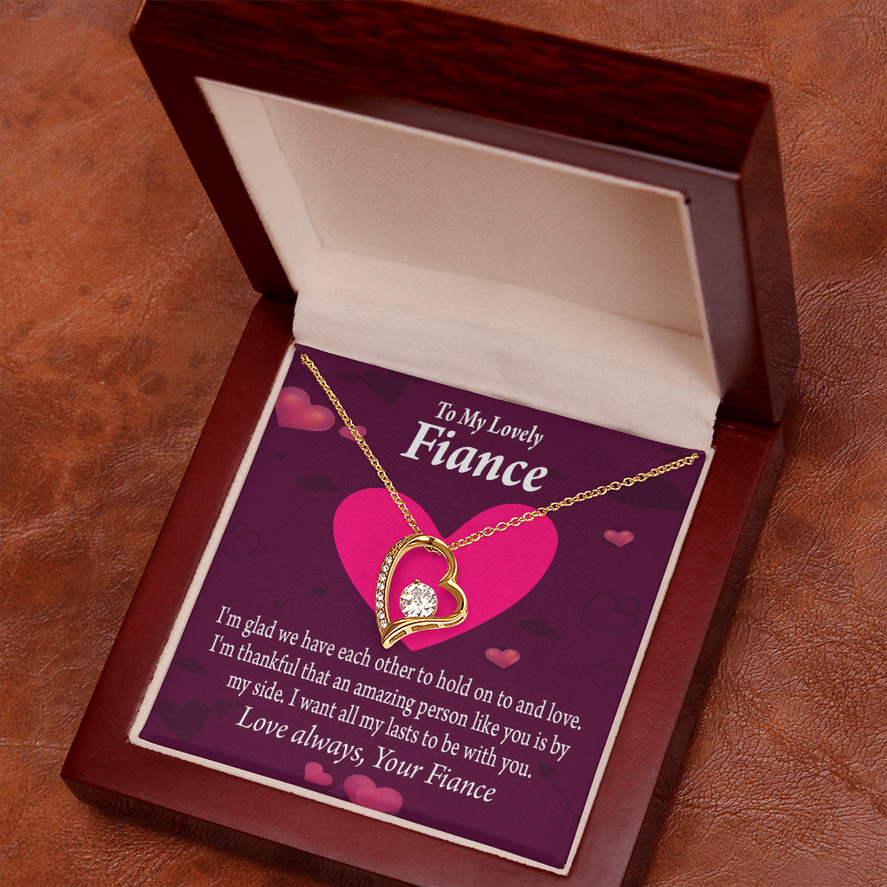 To My Fiancee I Want All My Lasts To Be With You Forever Necklace w Message Card-Express Your Love Gifts