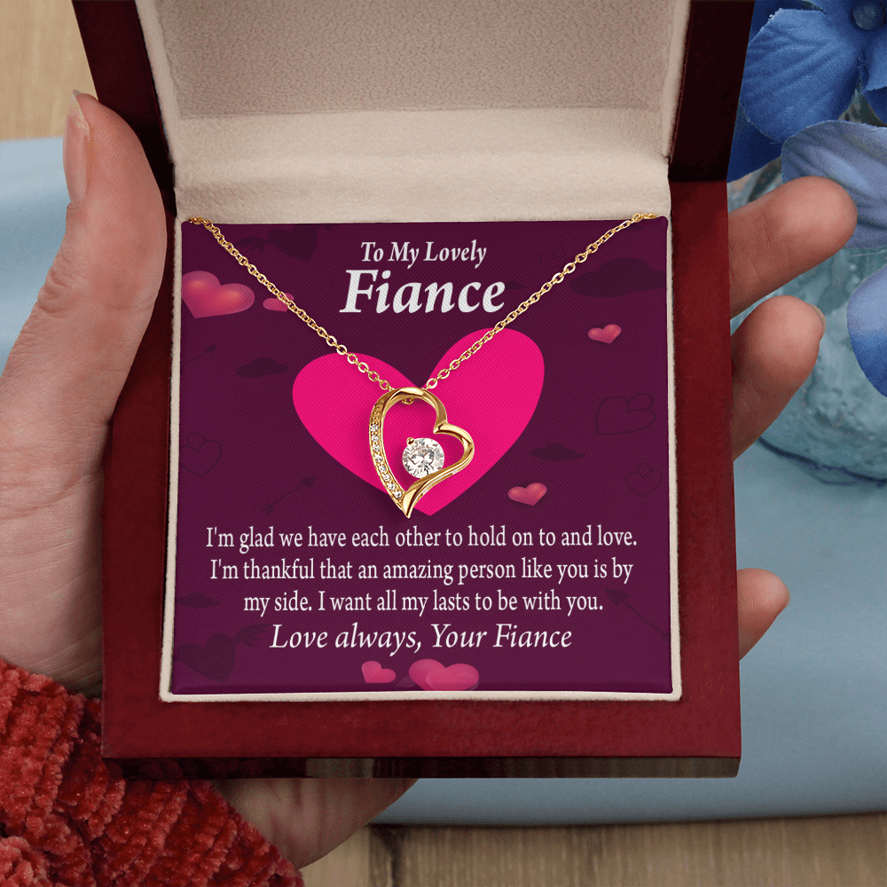 To My Fiancee I Want All My Lasts To Be With You Forever Necklace w Message Card-Express Your Love Gifts