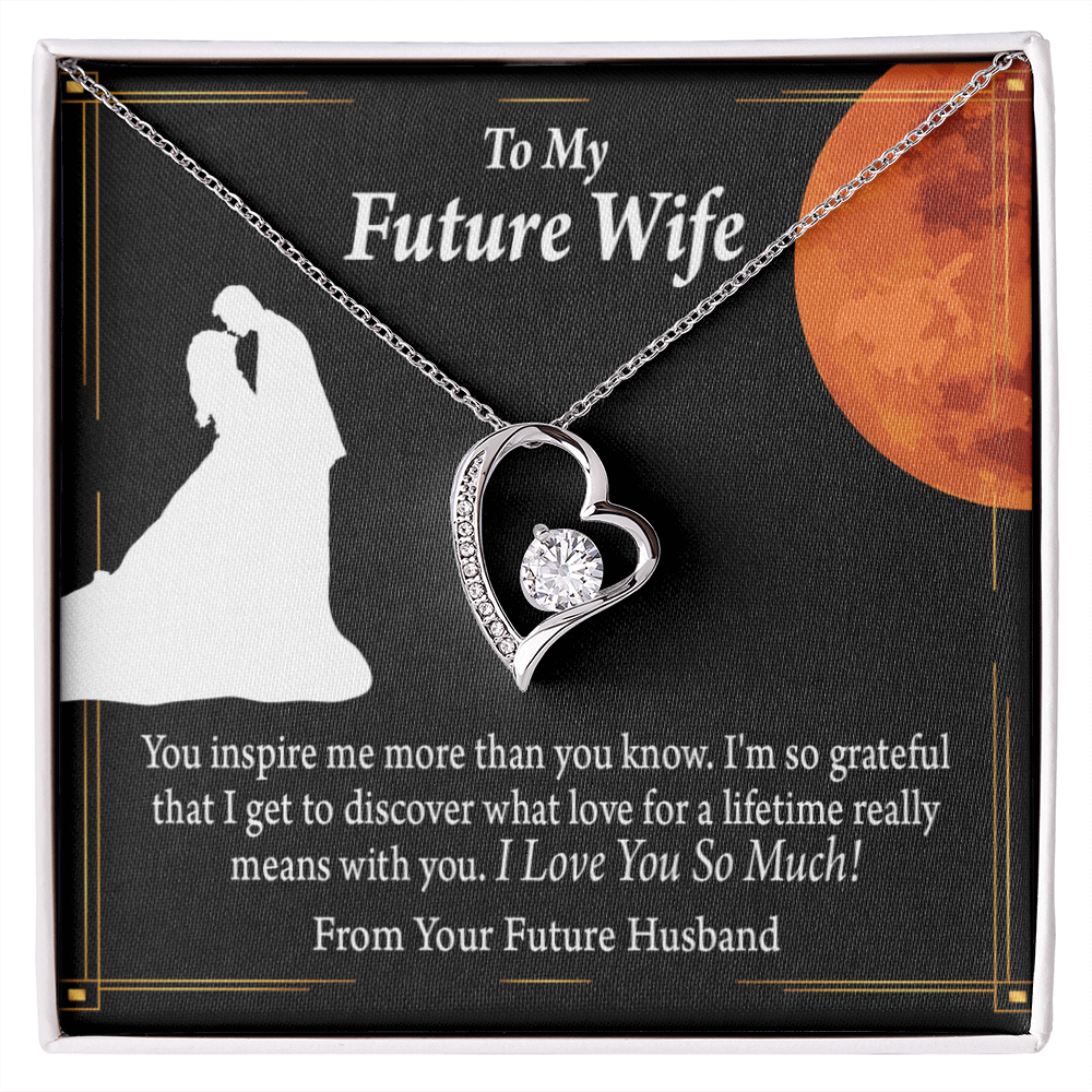 To My Fiancee Inspiration Forever Necklace w Message Card-Express Your Love Gifts