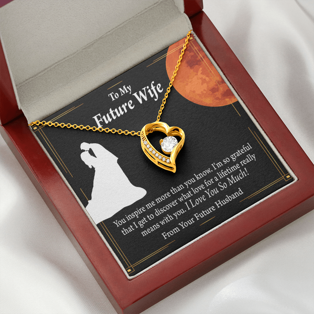 To My Fiancee Inspiration Forever Necklace w Message Card-Express Your Love Gifts