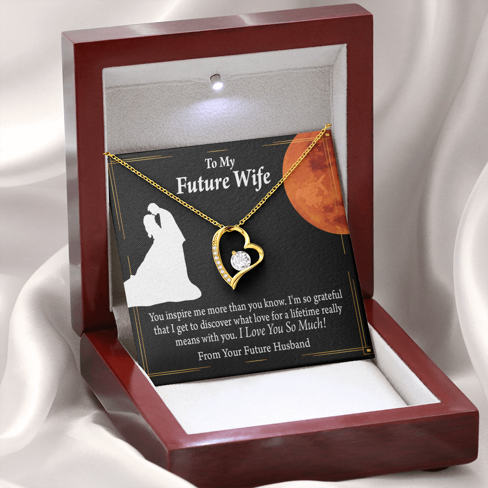 To My Fiancee Inspiration Forever Necklace w Message Card-Express Your Love Gifts