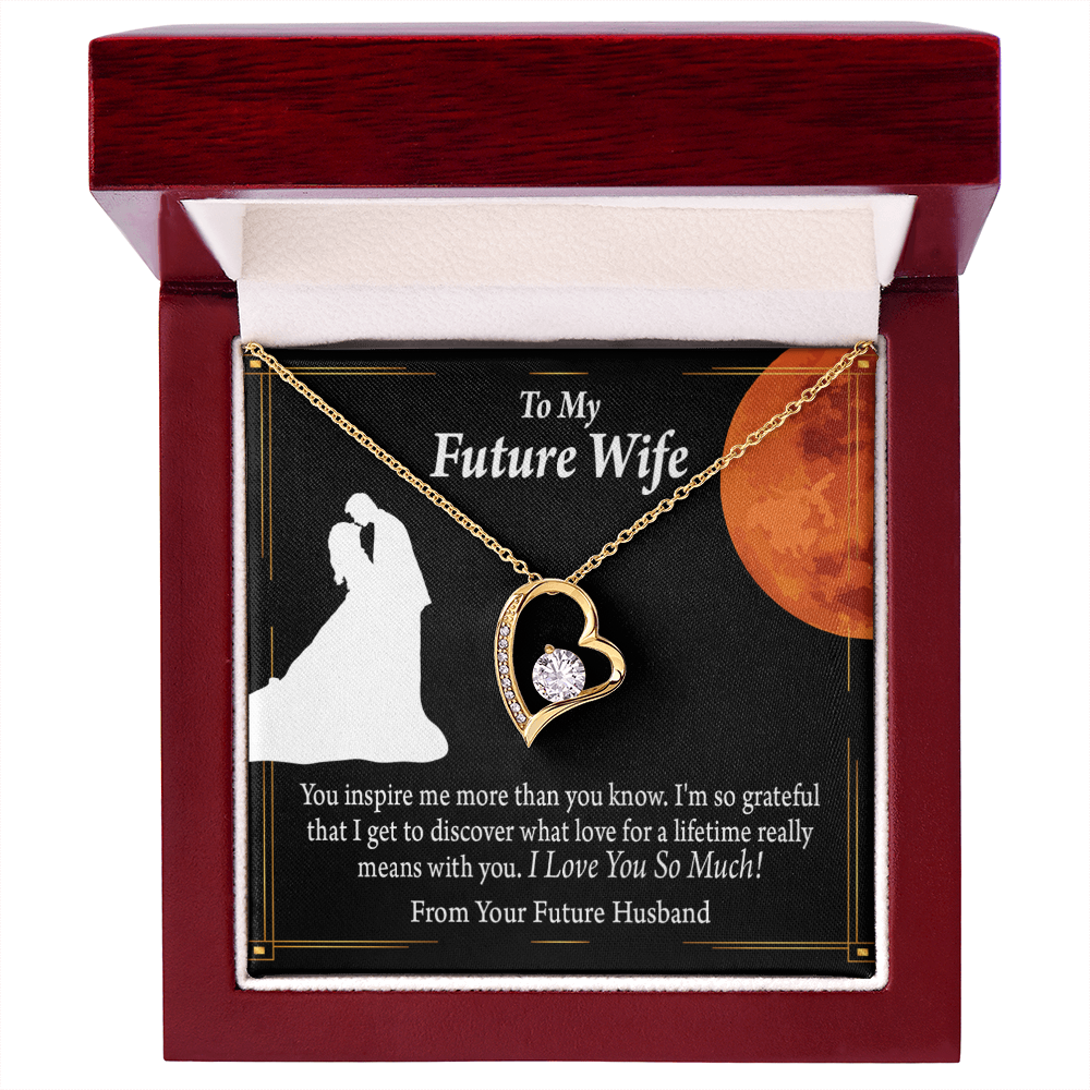 To My Fiancee Inspiration Forever Necklace w Message Card-Express Your Love Gifts