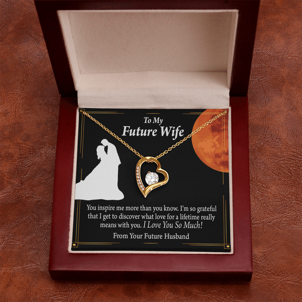 To My Fiancee Inspiration Forever Necklace w Message Card-Express Your Love Gifts