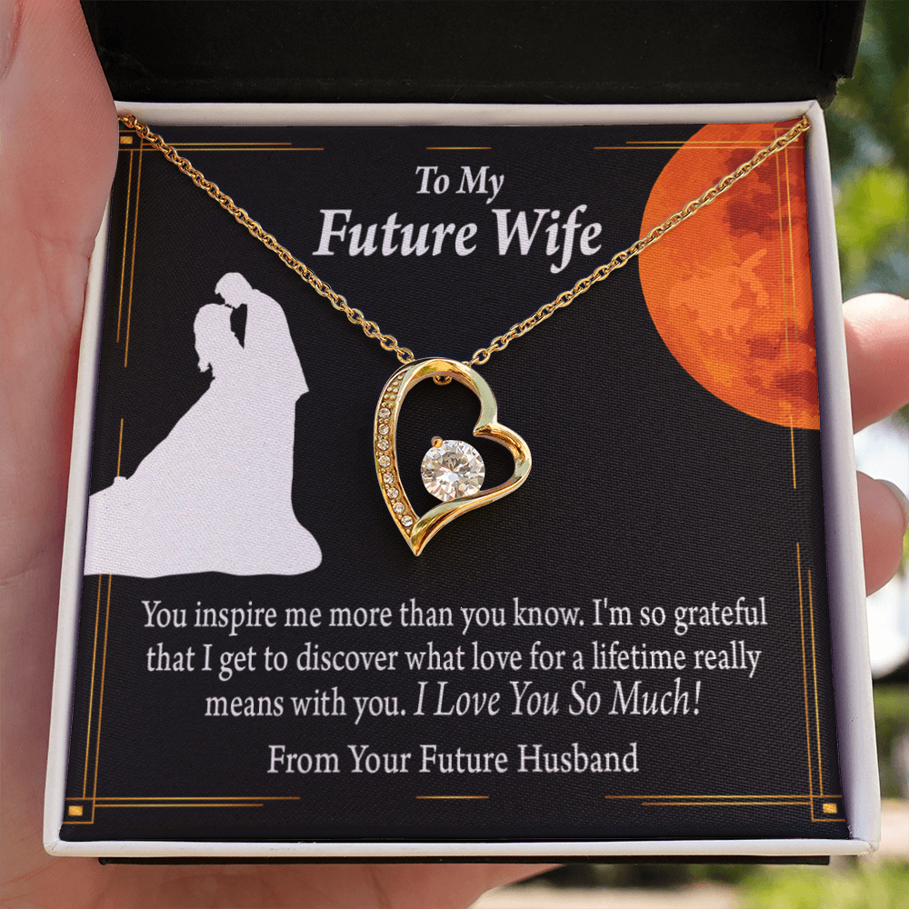 To My Fiancee Inspiration Forever Necklace w Message Card-Express Your Love Gifts