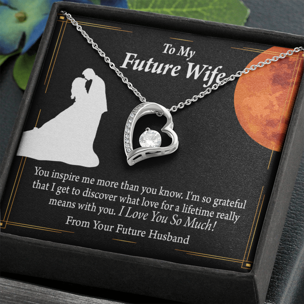 To My Fiancee Inspiration Forever Necklace w Message Card-Express Your Love Gifts