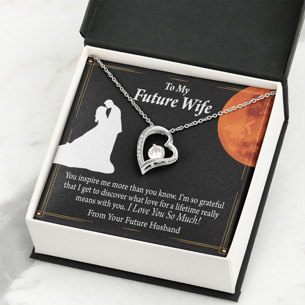 To My Fiancee Inspiration Forever Necklace w Message Card-Express Your Love Gifts