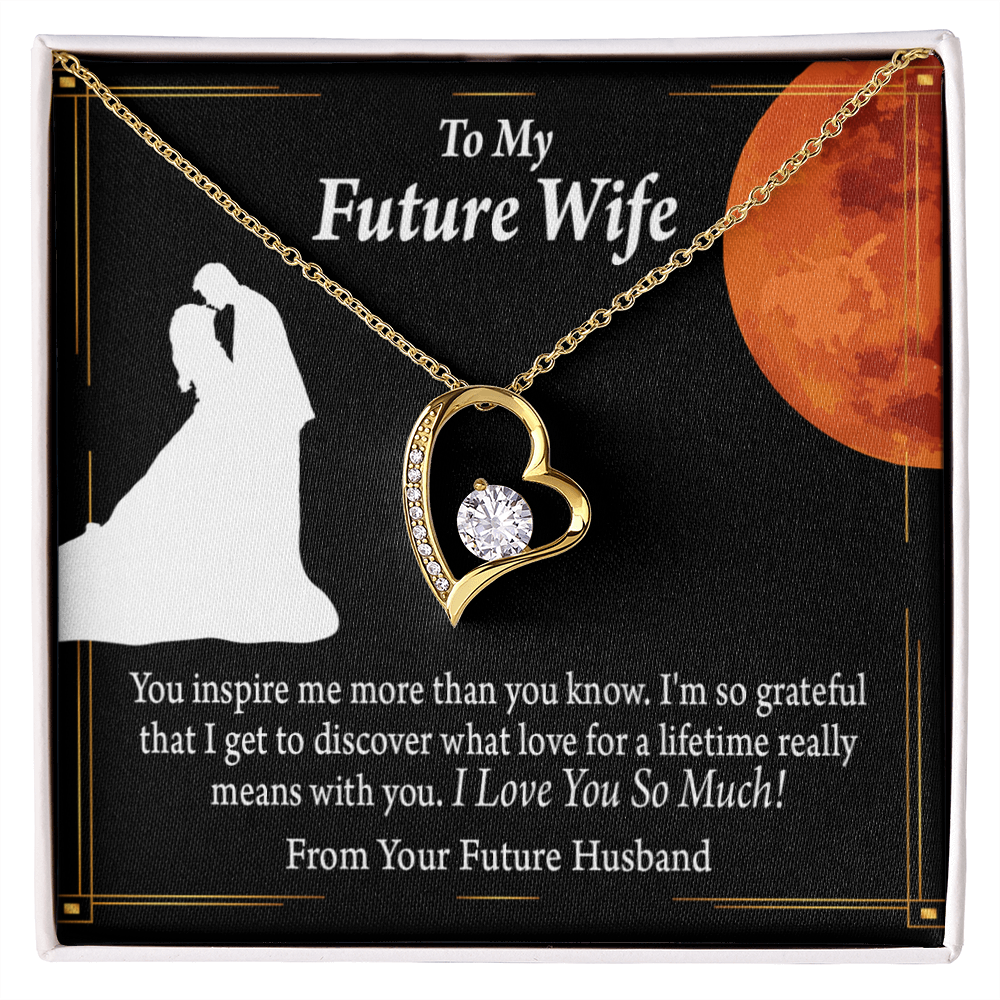 To My Fiancee Inspiration Forever Necklace w Message Card-Express Your Love Gifts