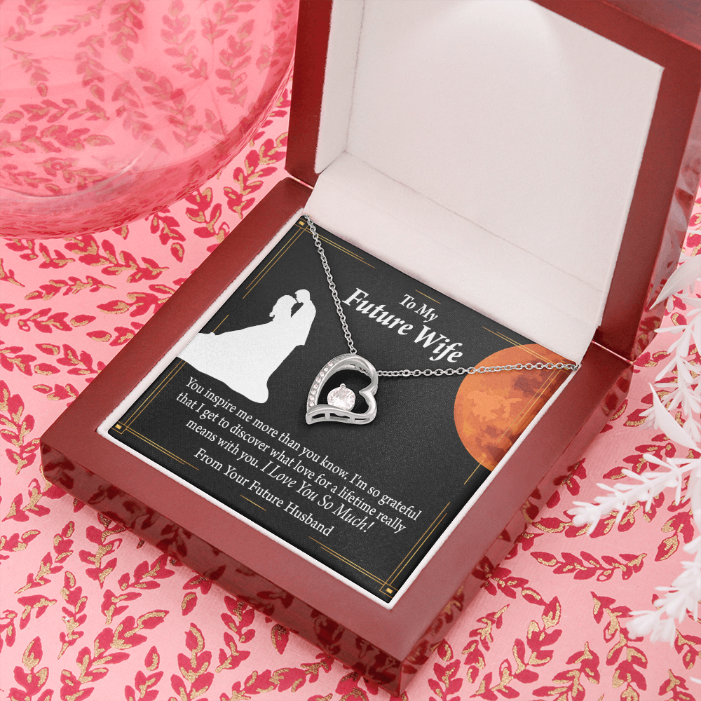 To My Fiancee Inspiration Forever Necklace w Message Card-Express Your Love Gifts