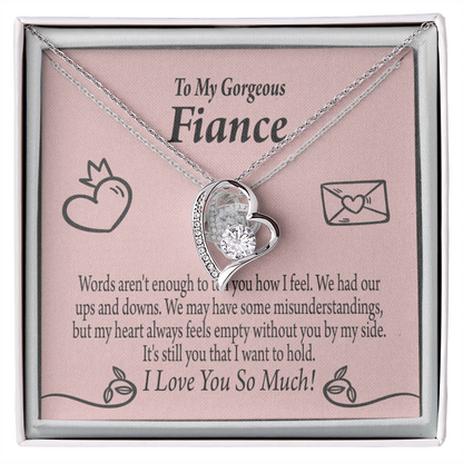 To My Fiancee It's You Forever Necklace w Message Card-Express Your Love Gifts