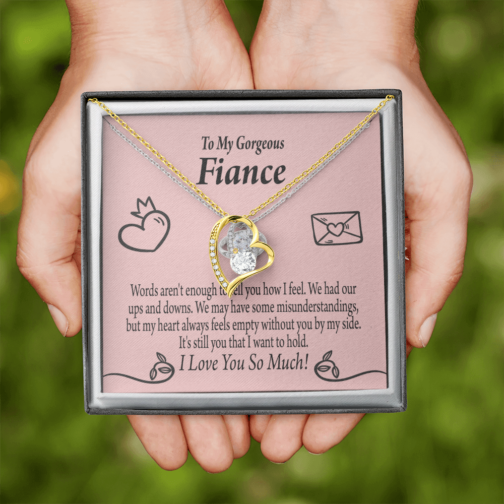 To My Fiancee It's You Forever Necklace w Message Card-Express Your Love Gifts