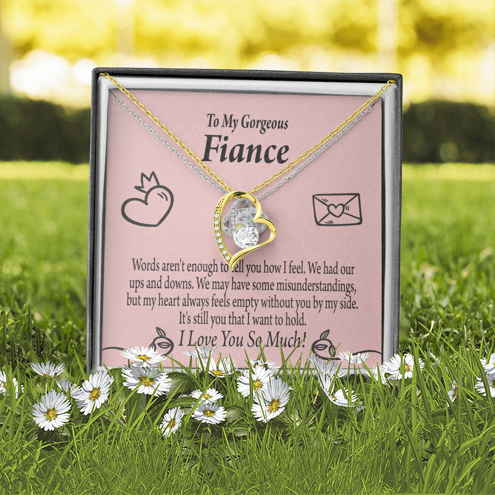 To My Fiancee It's You Forever Necklace w Message Card-Express Your Love Gifts