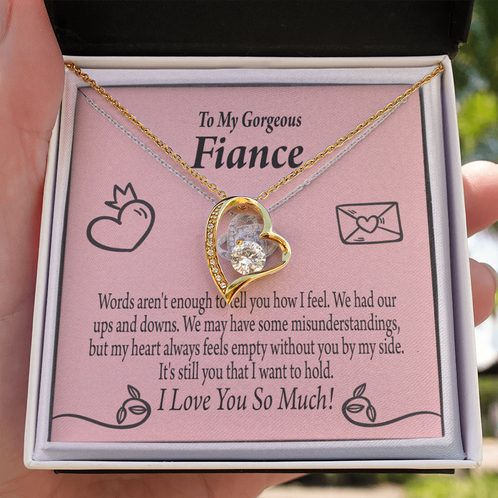 To My Fiancee It's You Forever Necklace w Message Card-Express Your Love Gifts