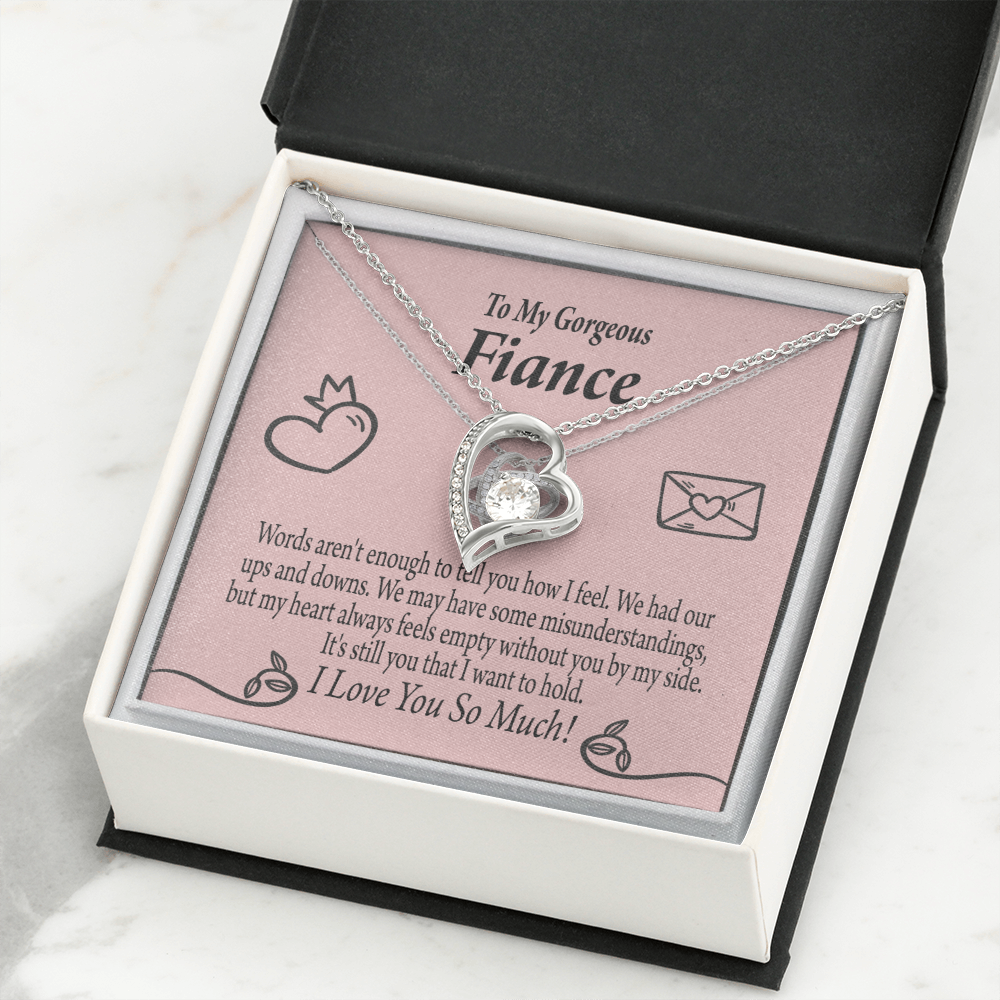 To My Fiancee It's You Forever Necklace w Message Card-Express Your Love Gifts