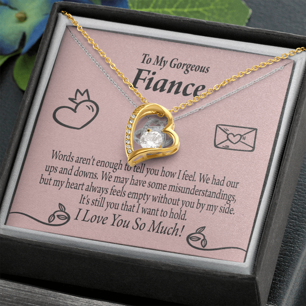 To My Fiancee It's You Forever Necklace w Message Card-Express Your Love Gifts