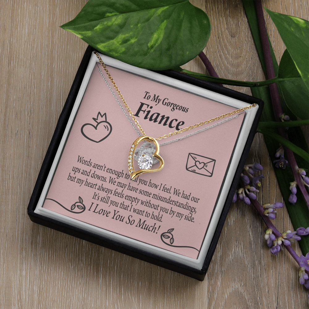 To My Fiancee It's You Forever Necklace w Message Card-Express Your Love Gifts