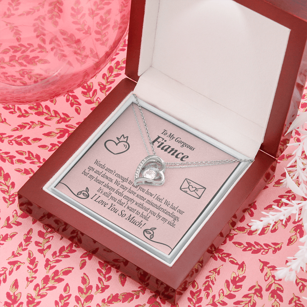 To My Fiancee It's You Forever Necklace w Message Card-Express Your Love Gifts