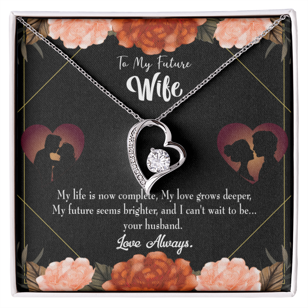 To My Fiancee Life is Complete Forever Necklace w Message Card-Express Your Love Gifts