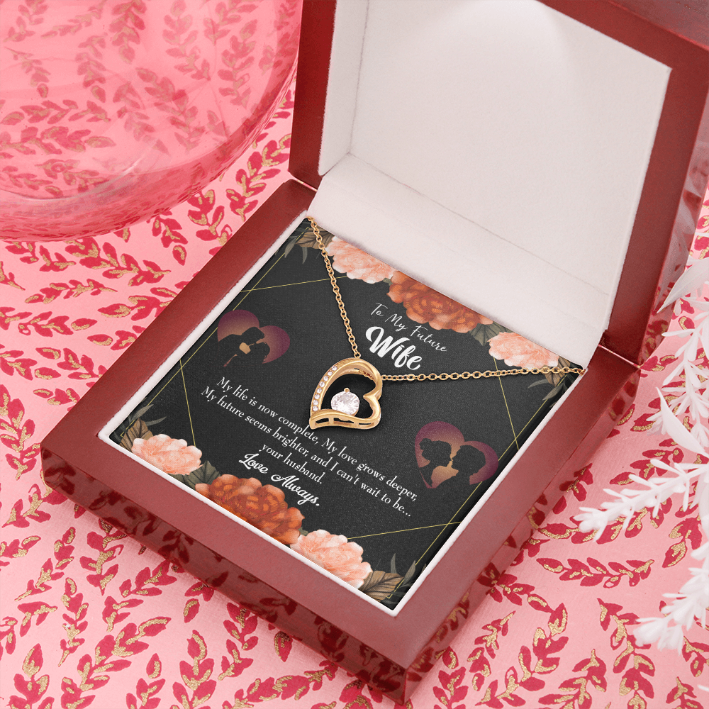 To My Fiancee Life is Complete Forever Necklace w Message Card-Express Your Love Gifts