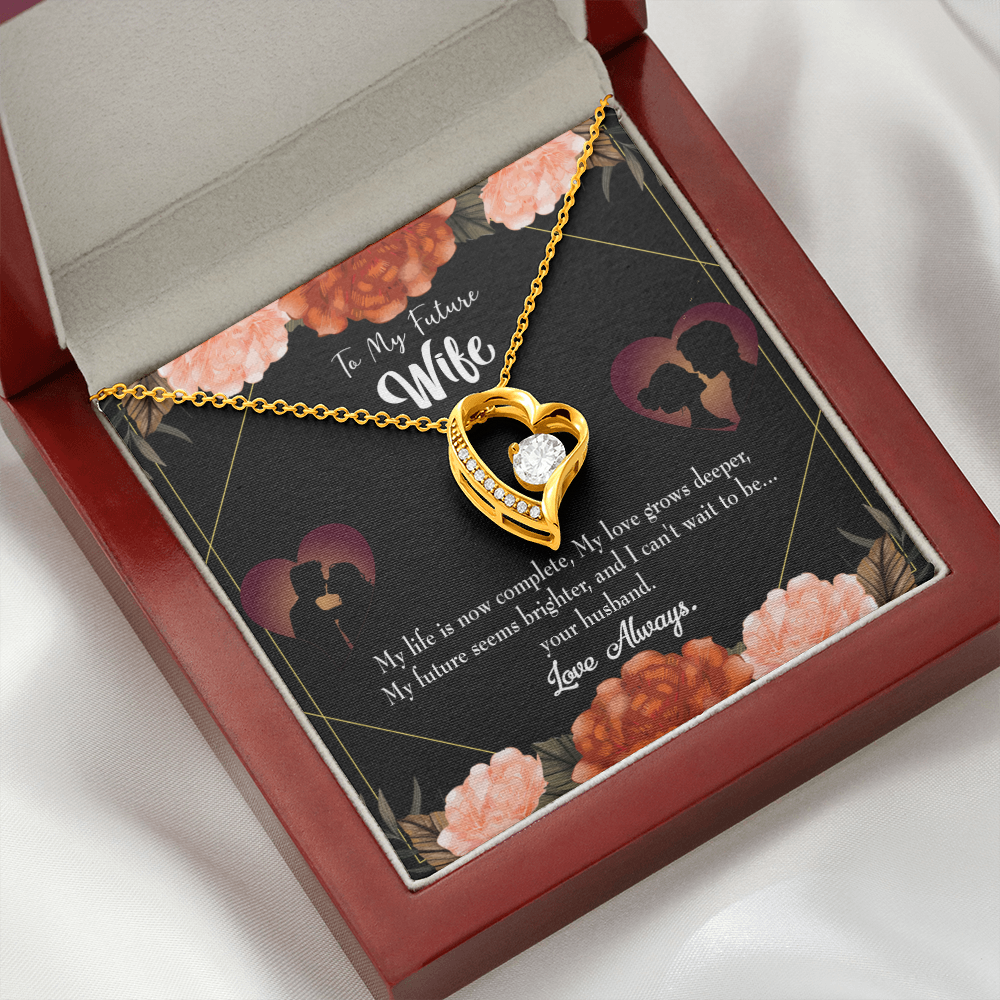 To My Fiancee Life is Complete Forever Necklace w Message Card-Express Your Love Gifts