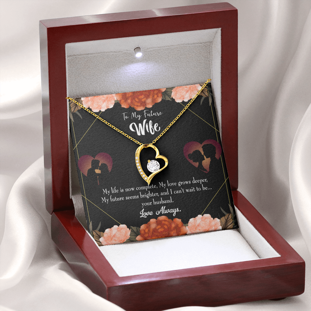 To My Fiancee Life is Complete Forever Necklace w Message Card-Express Your Love Gifts