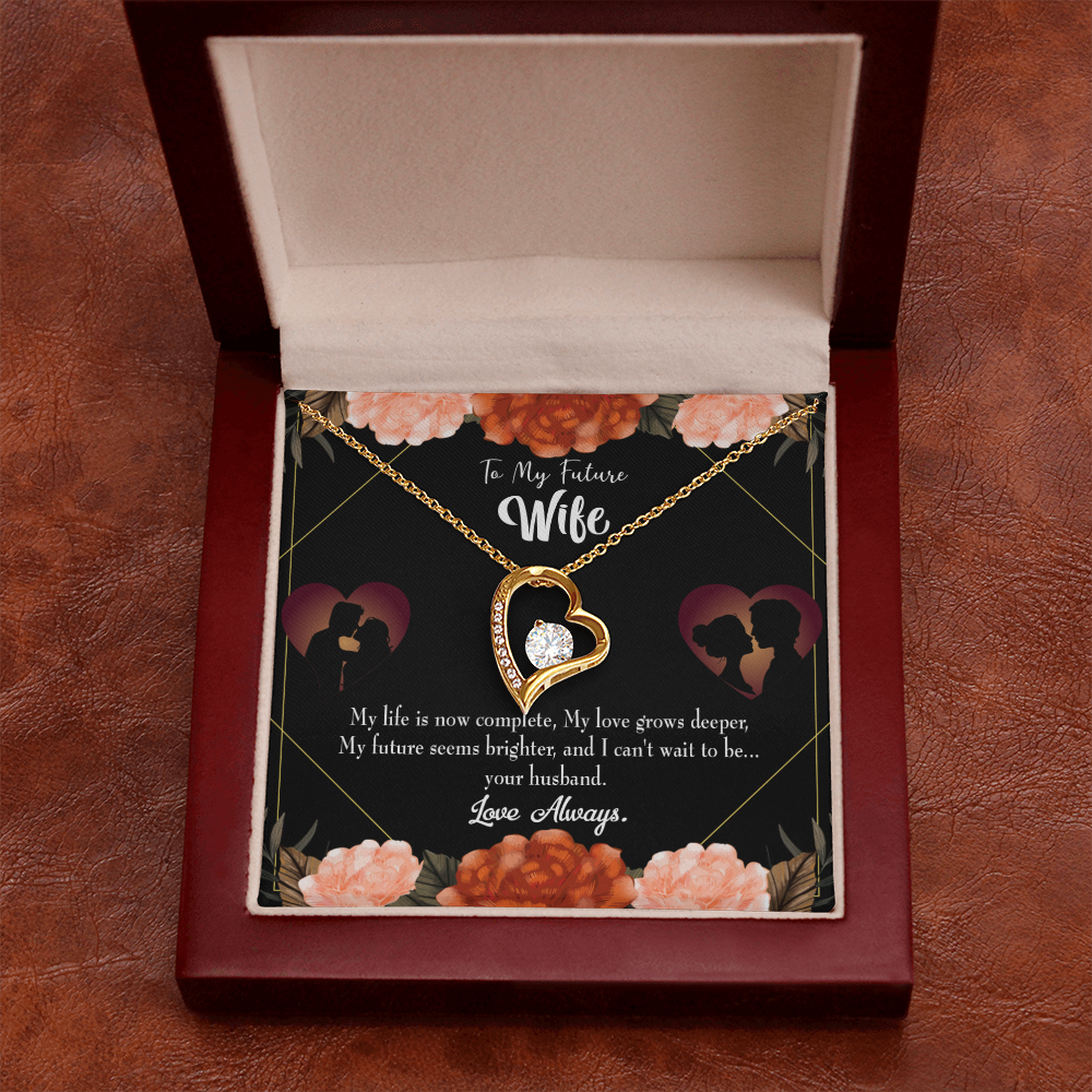 To My Fiancee Life is Complete Forever Necklace w Message Card-Express Your Love Gifts