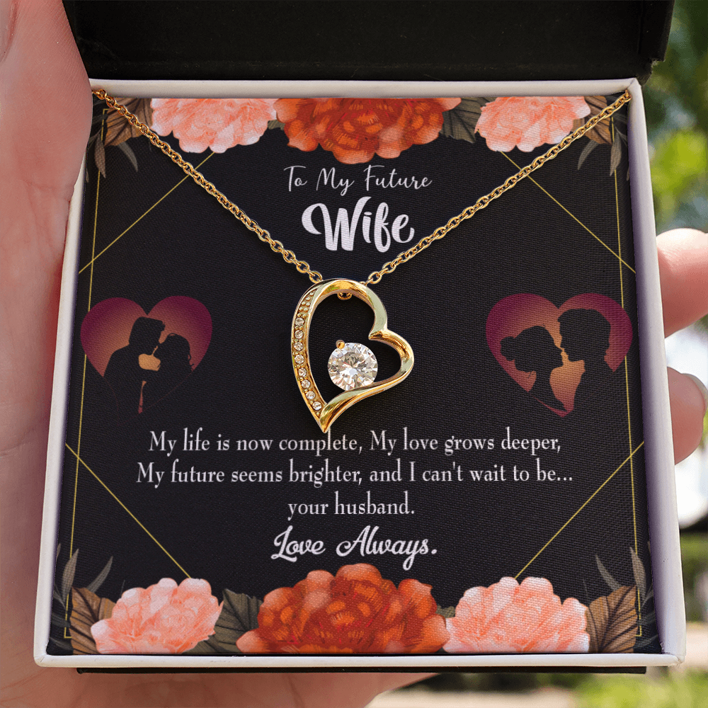 To My Fiancee Life is Complete Forever Necklace w Message Card-Express Your Love Gifts