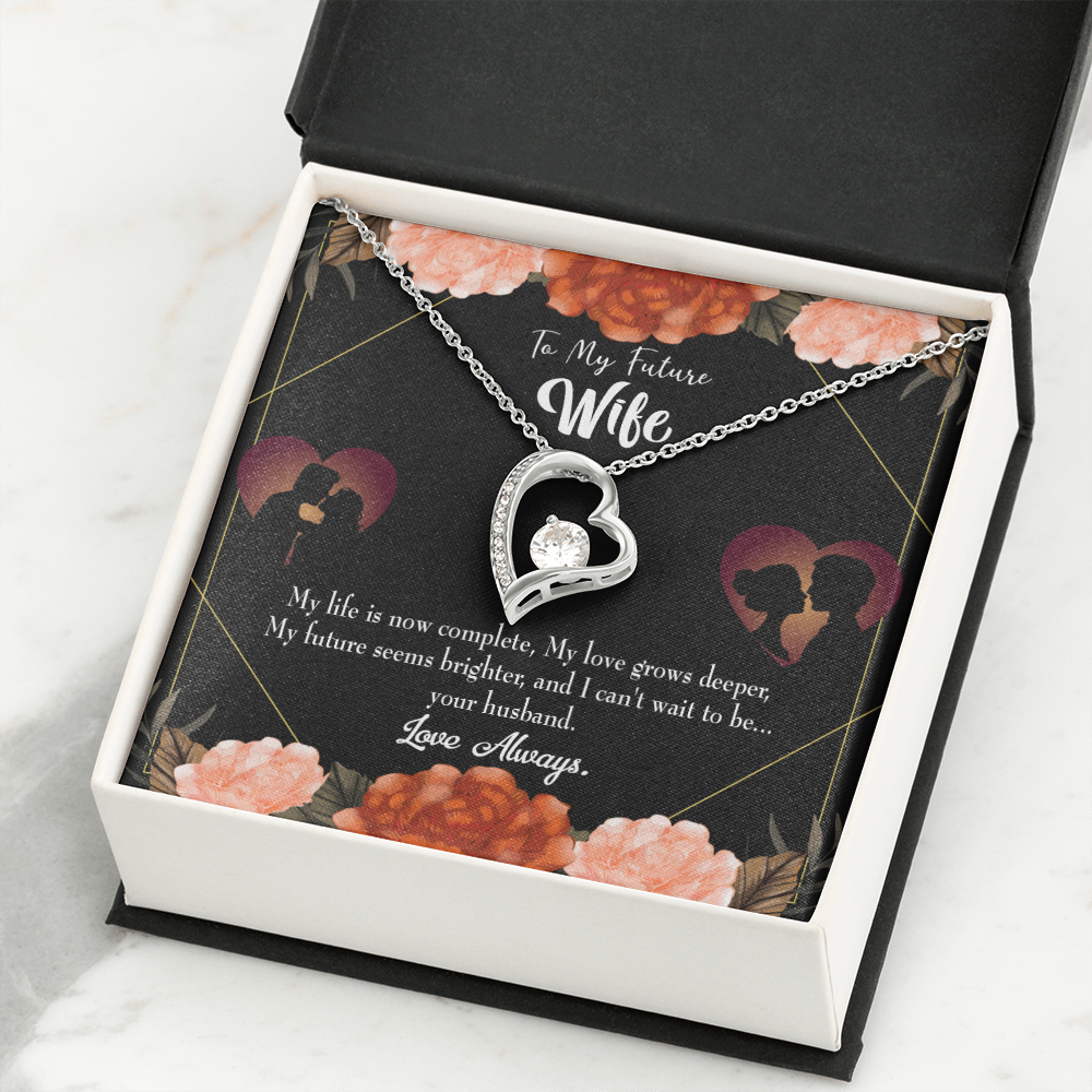 To My Fiancee Life is Complete Forever Necklace w Message Card-Express Your Love Gifts