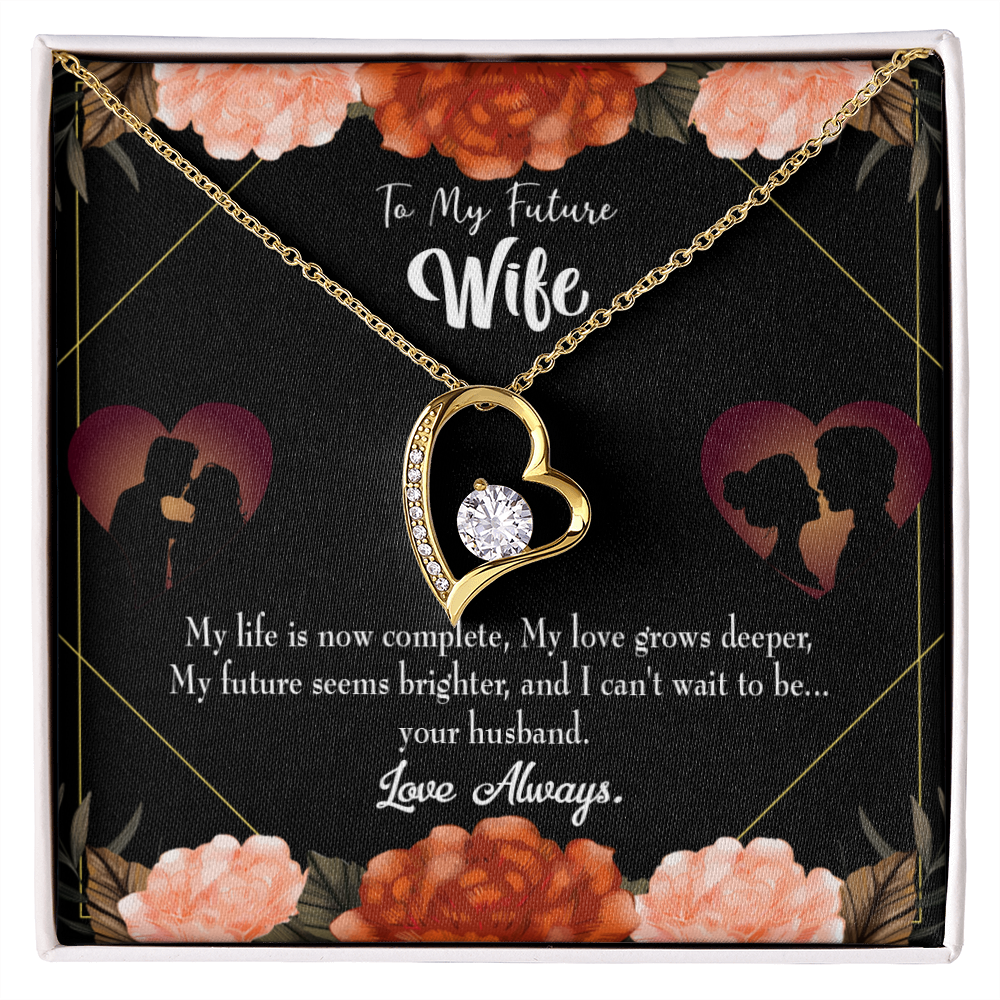 To My Fiancee Life is Complete Forever Necklace w Message Card-Express Your Love Gifts