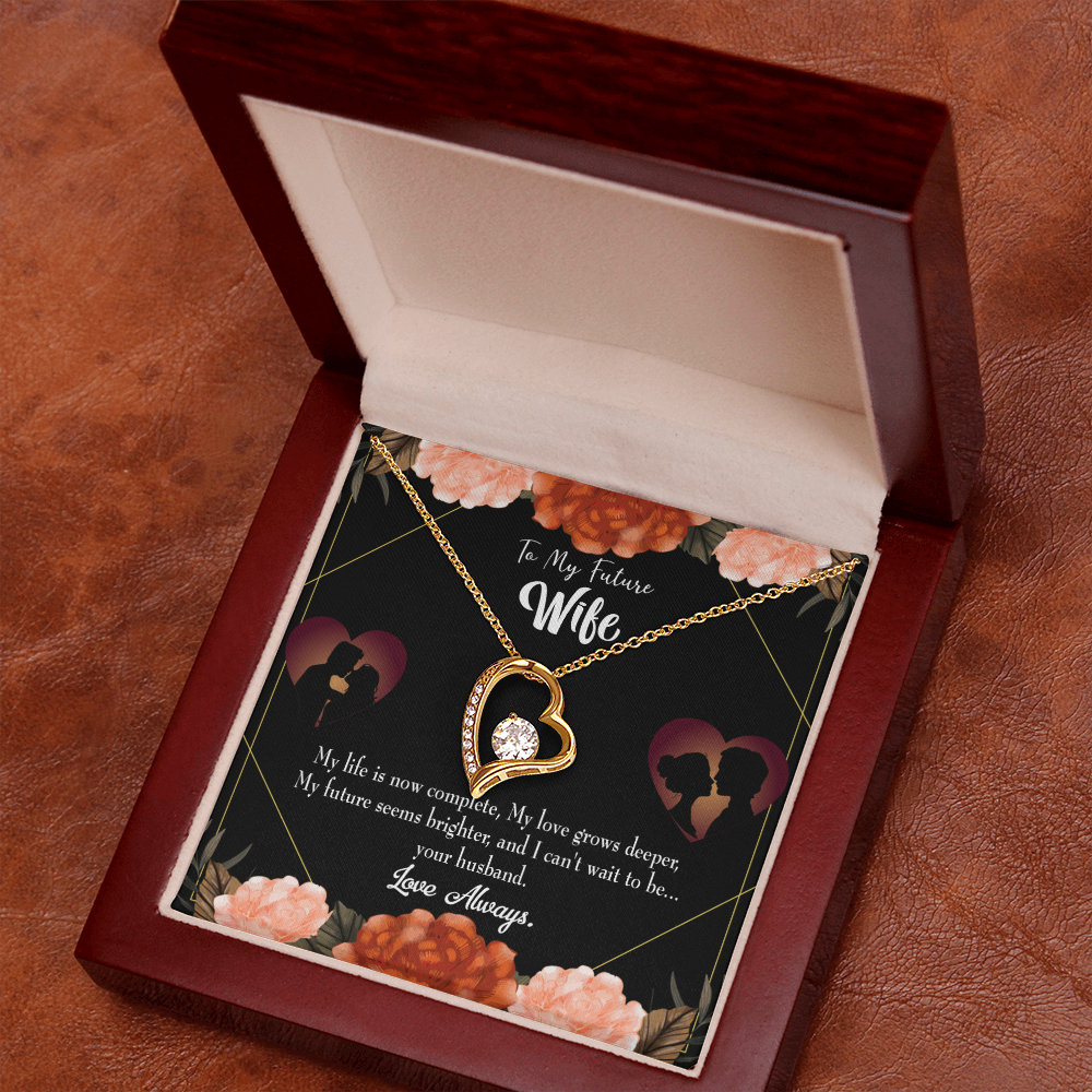 To My Fiancee Life is Complete Forever Necklace w Message Card-Express Your Love Gifts