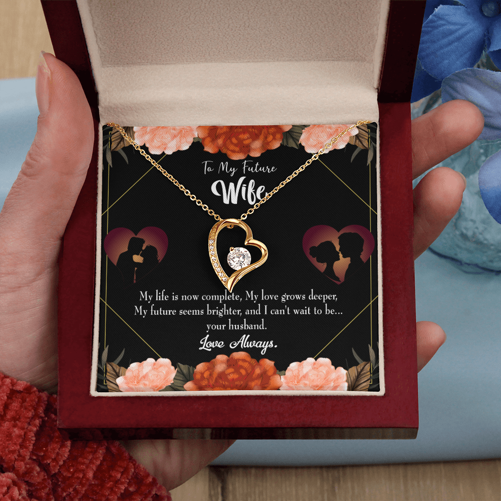 To My Fiancee Life is Complete Forever Necklace w Message Card-Express Your Love Gifts