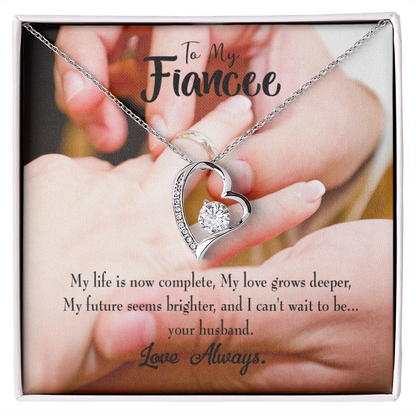 To My Fiancee Life is Now Complete Forever Necklace w Message Card-Express Your Love Gifts