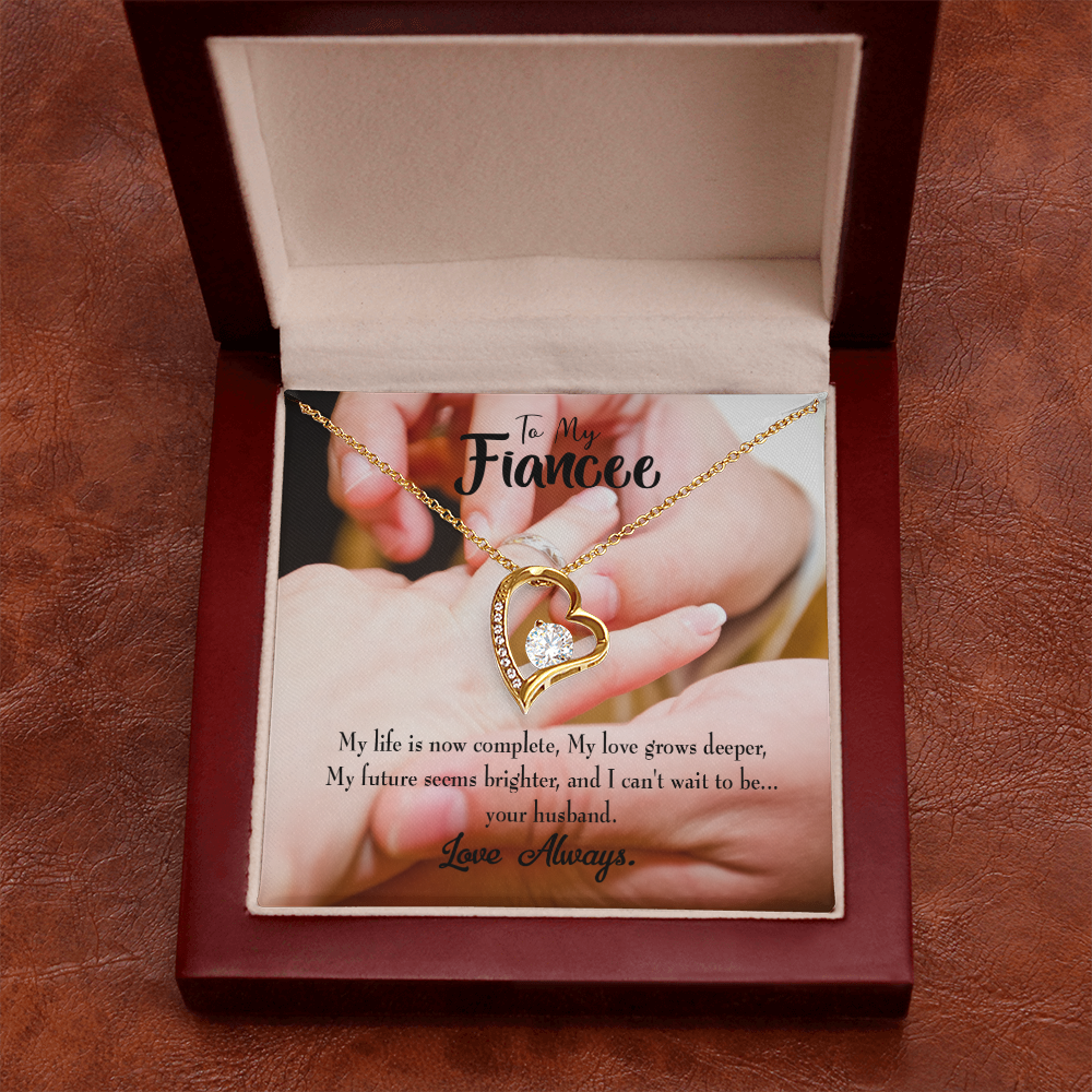 To My Fiancee Life is Now Complete Forever Necklace w Message Card-Express Your Love Gifts