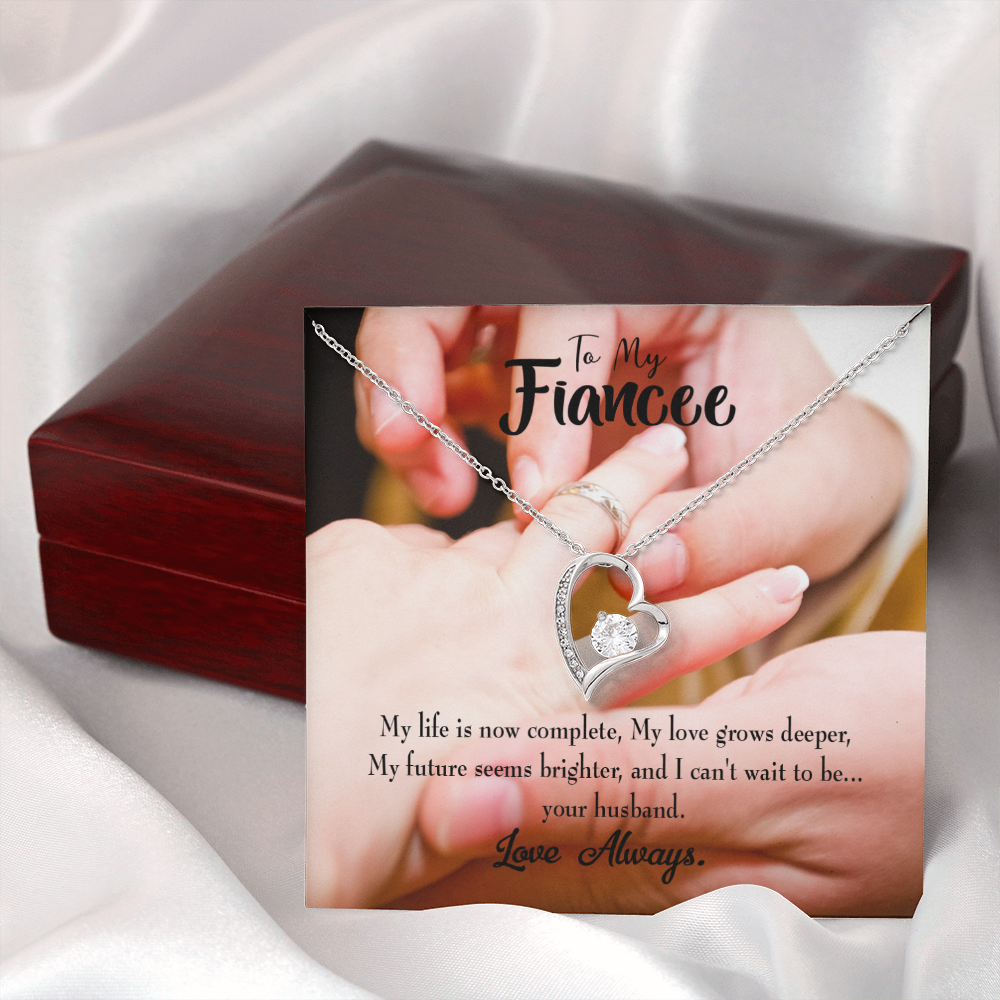 To My Fiancee Life is Now Complete Forever Necklace w Message Card-Express Your Love Gifts