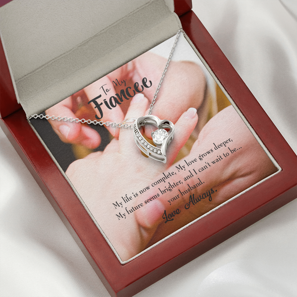 To My Fiancee Life is Now Complete Forever Necklace w Message Card-Express Your Love Gifts