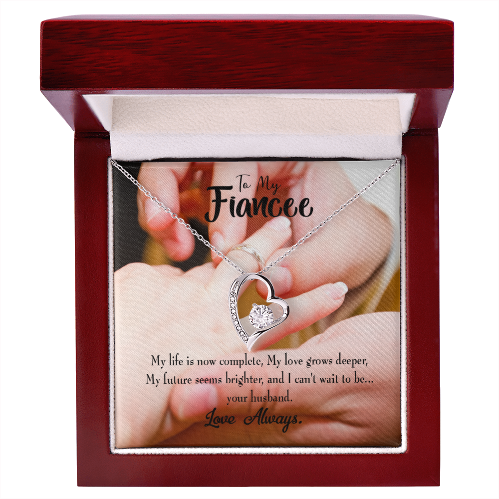 To My Fiancee Life is Now Complete Forever Necklace w Message Card-Express Your Love Gifts