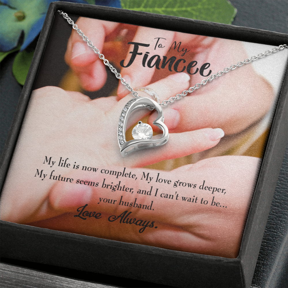 To My Fiancee Life is Now Complete Forever Necklace w Message Card-Express Your Love Gifts