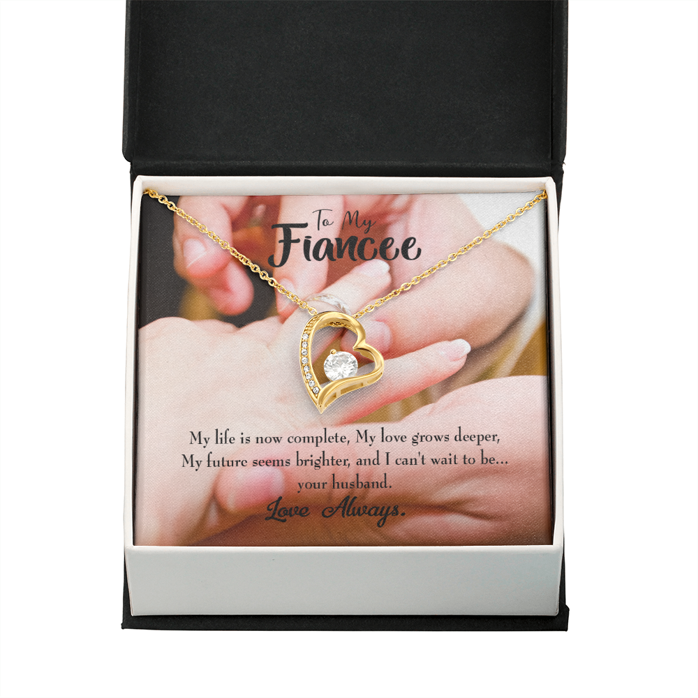 To My Fiancee Life is Now Complete Forever Necklace w Message Card-Express Your Love Gifts